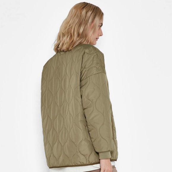 Noisy May Quilted Oversize Jacket Size M Color Olive/Brown - Picture 4 of 4